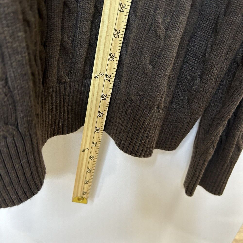 Cremieux Classic sweater Brown cable knit 1/4 zip 100%cotton heavy Grandpa XL - Picture 6 of 9